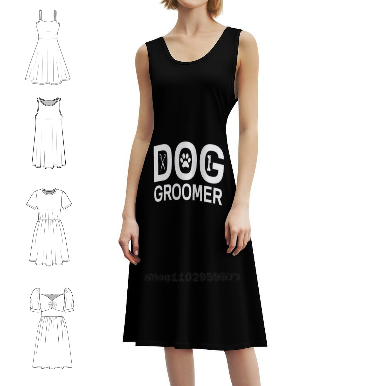 Women Fashion Gown - Dog Groomer Boho Chic Dress Elegant