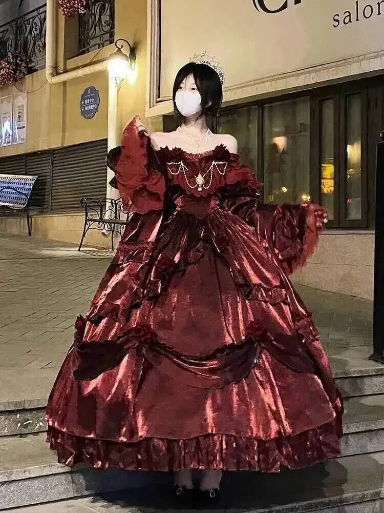 Women Fashion Reddit - Beauty Princess Dress Red Lolita Skirt