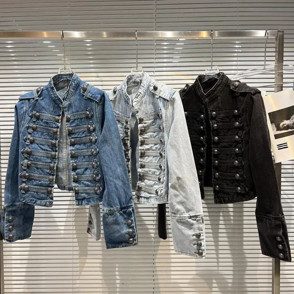Women Fashion Jeans Top - 2025 Spring Autumn Womens Slim Metal