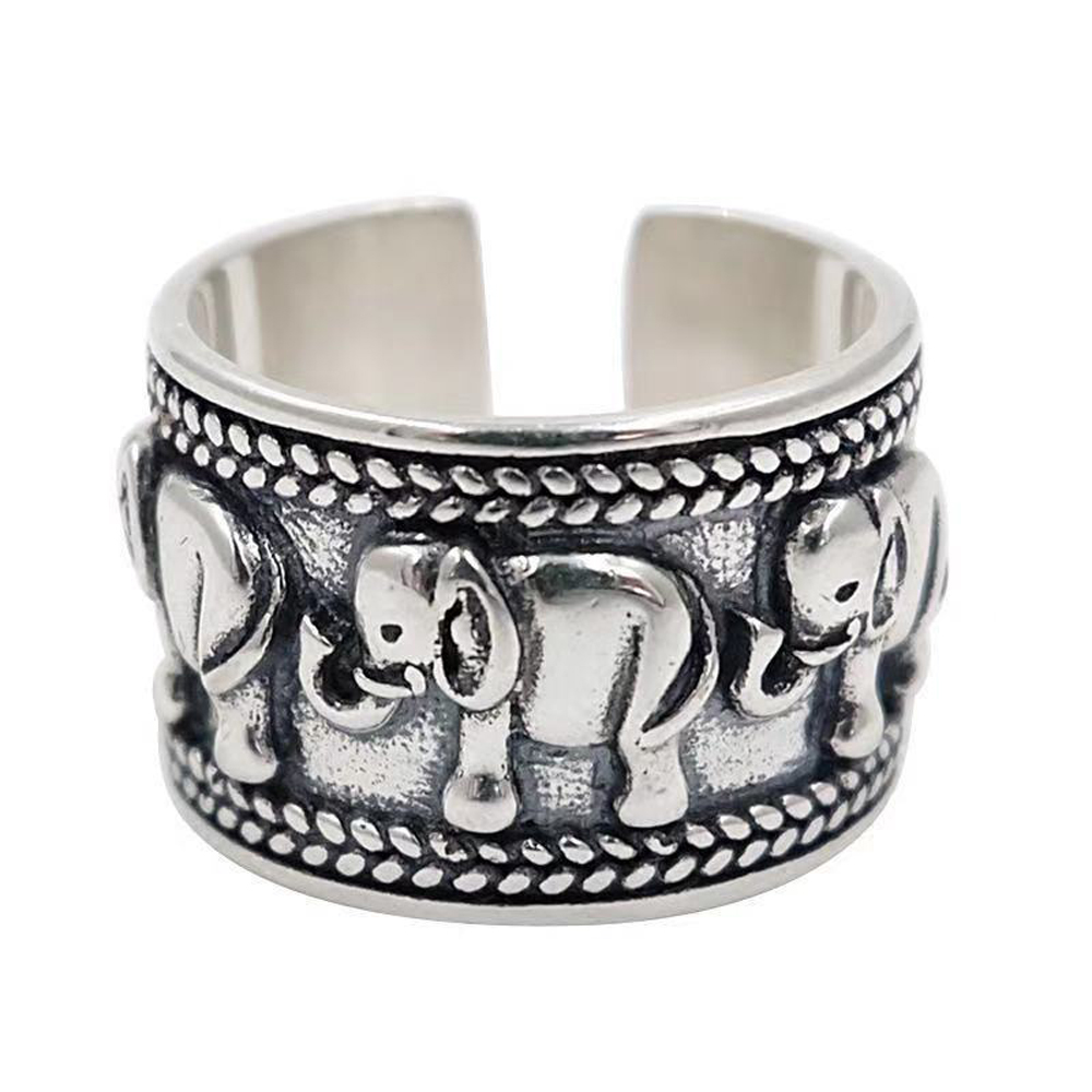 Women Fashion Pakistan - Punk Vintage Silvery Elephant Pattern Ring