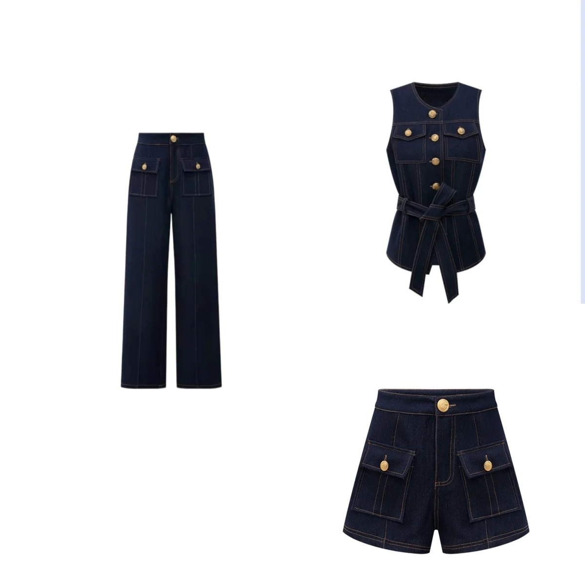 Women Fashion Jeans Top - Y2K 2026 new button retro jeans