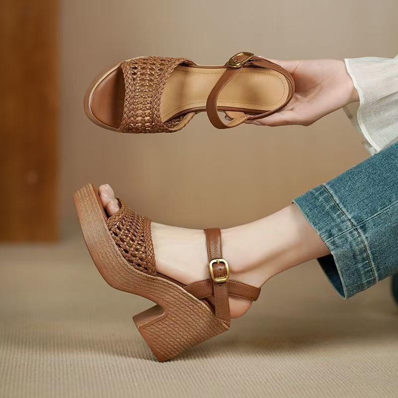 Women'S Fashion Summer 2025 - Elegant Women's Braided High Heels Sandals