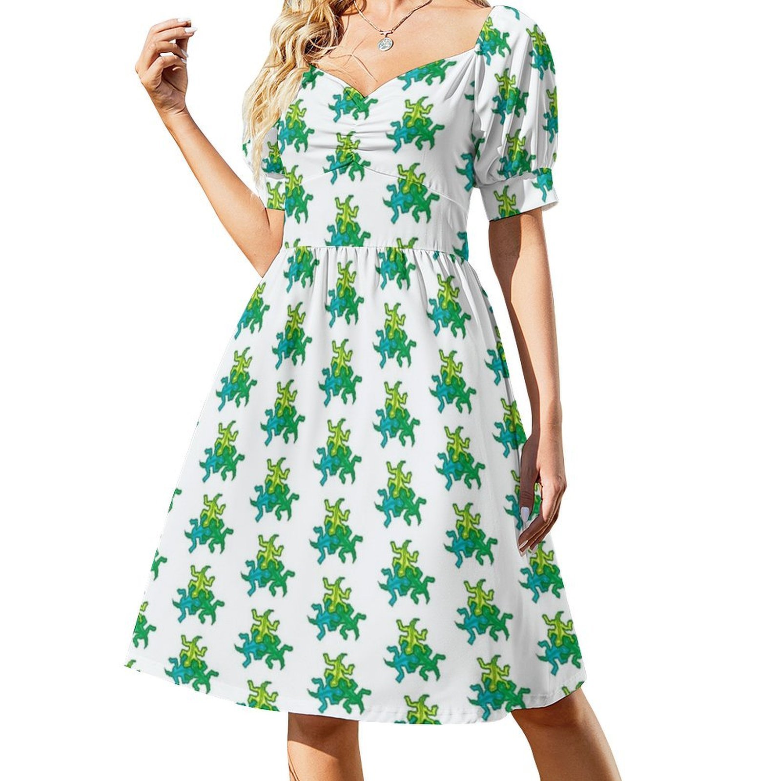Pixel Art Escher Lizard Boho C - Women Fashion Gown 评论和价格