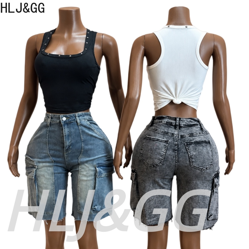 HLJ&GG Fashion Denim Pocket St - Women Fashion Jeans Top 评论和价格