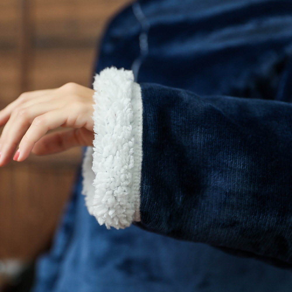 Super Long Double Warm Flannel - Hoodie Women Oversized 评论和价格