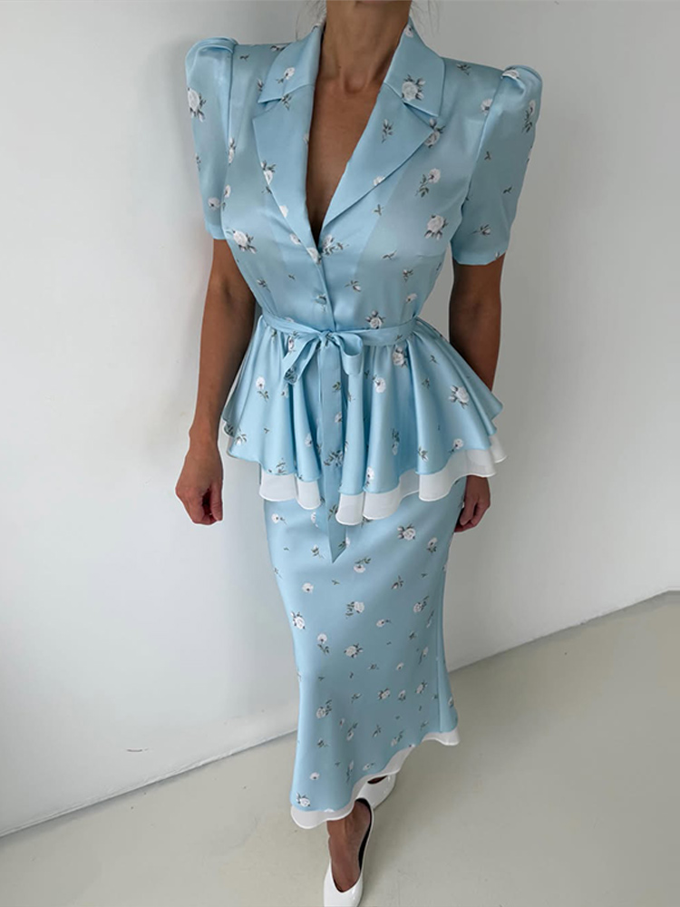 Floral Blazer Coat Skirt Sets  - Women'S Fashion Essentials 评论和价格