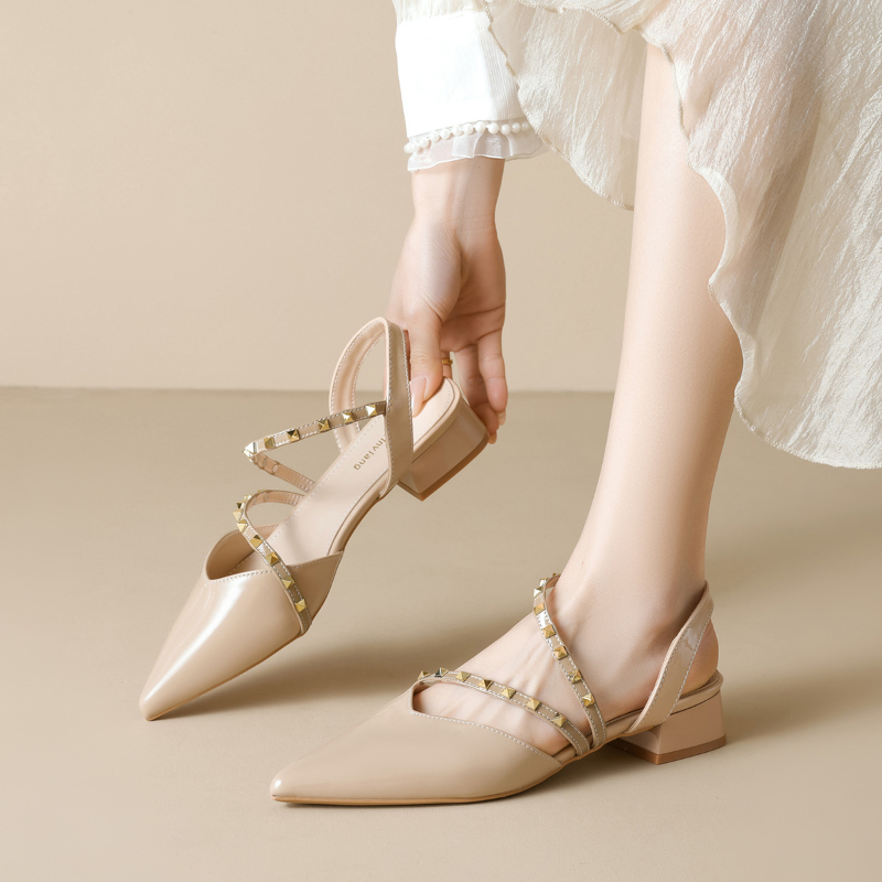 Women Studded Pointed Toe Slin - Women Fashion Simple 评论和价格