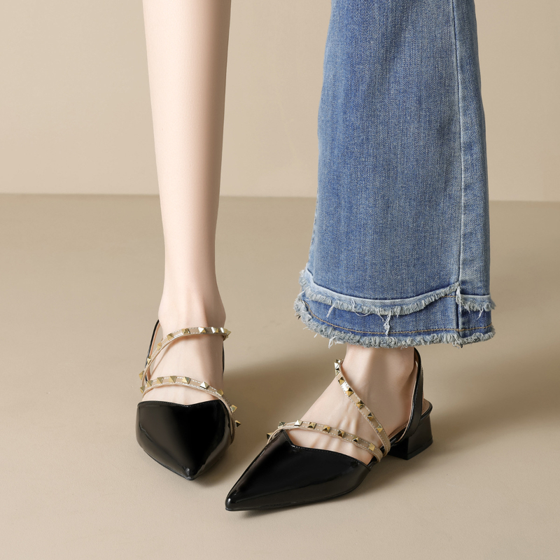 Women Studded Pointed Toe Slin - Women Fashion Simple 评论和价格