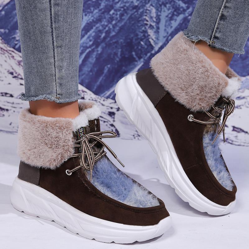 Fashion Faux Fur Lace Up Snow  - Women'S Fashion Hiking Boots 评论和价格