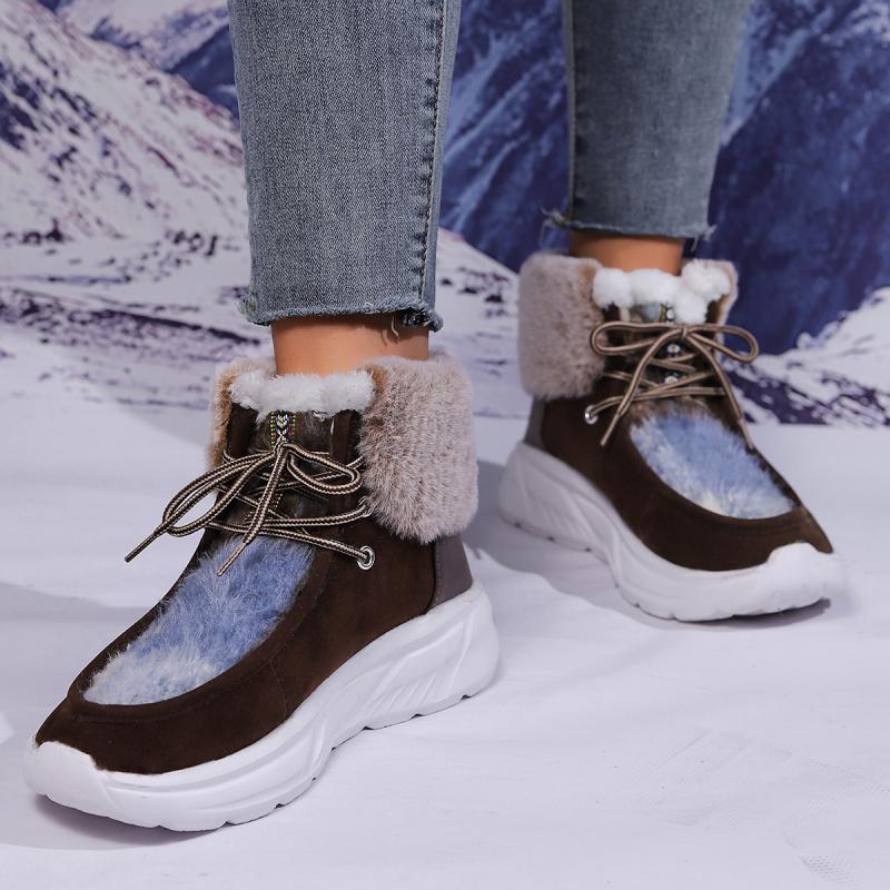 Fashion Faux Fur Lace Up Snow  - Women'S Fashion Hiking Boots 评论和价格