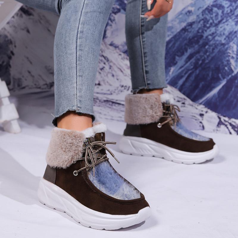 Fashion Faux Fur Lace Up Snow  - Women'S Fashion Hiking Boots 评论和价格