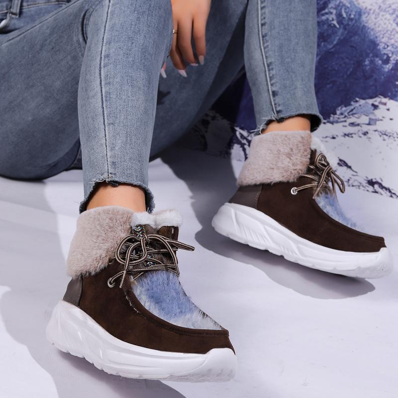 Fashion Faux Fur Lace Up Snow  - Women'S Fashion Hiking Boots 评论和价格