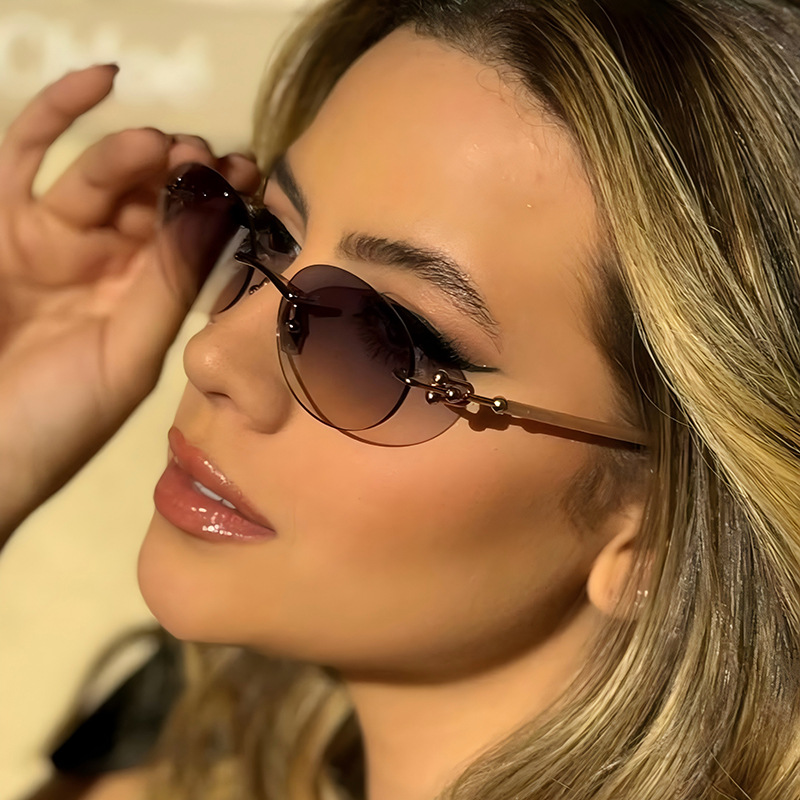 New Metal Frameless Oval Woman - Women Fashion Glasses 评论和价格