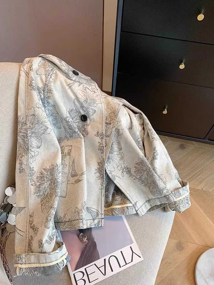 Women Light Grey Print Denim J - Women Fashion Jeans Top 评论和价格