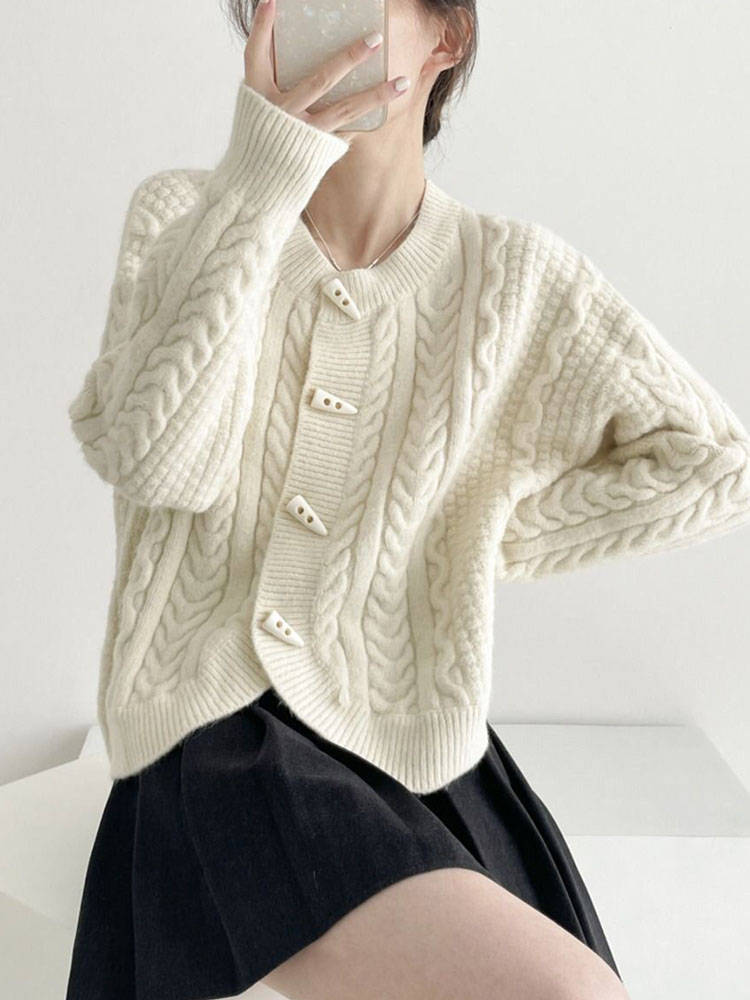 Horn Button Fashion Long Sleev - Women'S Fashion Gilet 评论和价格