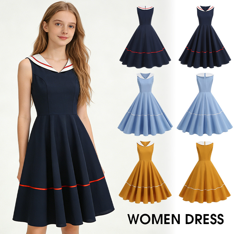 50s 60s Vintage Navy Style Dr - Women'S Fashion Of The 60S 评论和价格