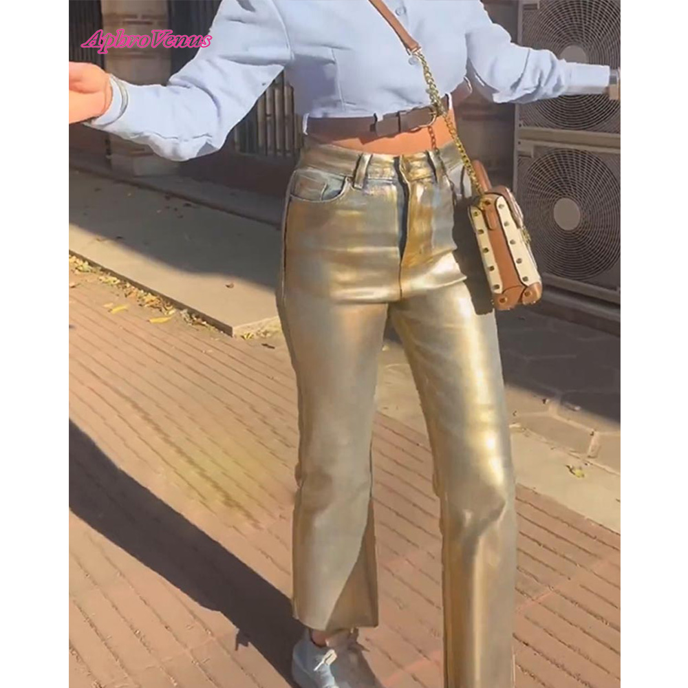 High Waist Gilded Coated Loose - Women'S Fashion Gilded Age 评论和价格