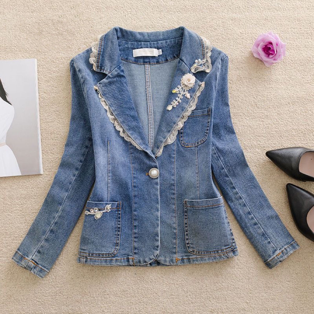 Stitching Women Denim Jacket 2 - Women Fashion Jeans Top 评论和价格