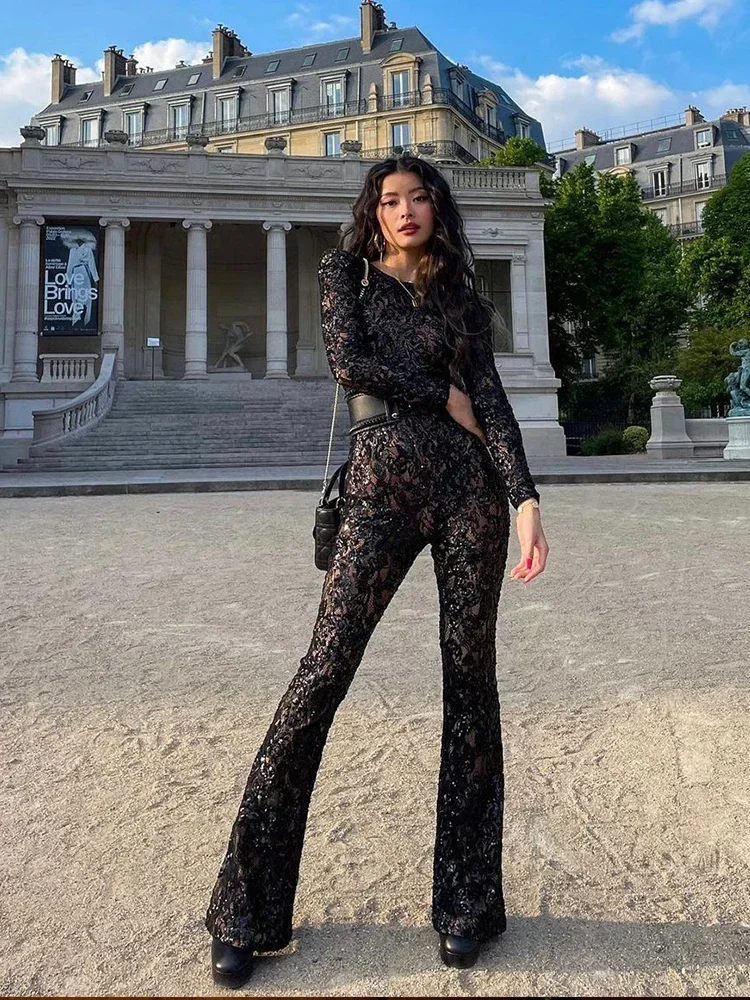Fashion Lace Sequin Jumpsuit F - Women'S Fashion Overalls 评论和价格