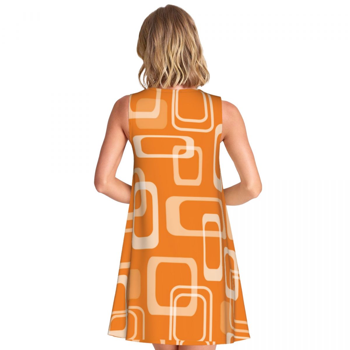 Orange Retro Mod Dress 60s Squ - Women'S Fashion Of The 60S 评论和价格