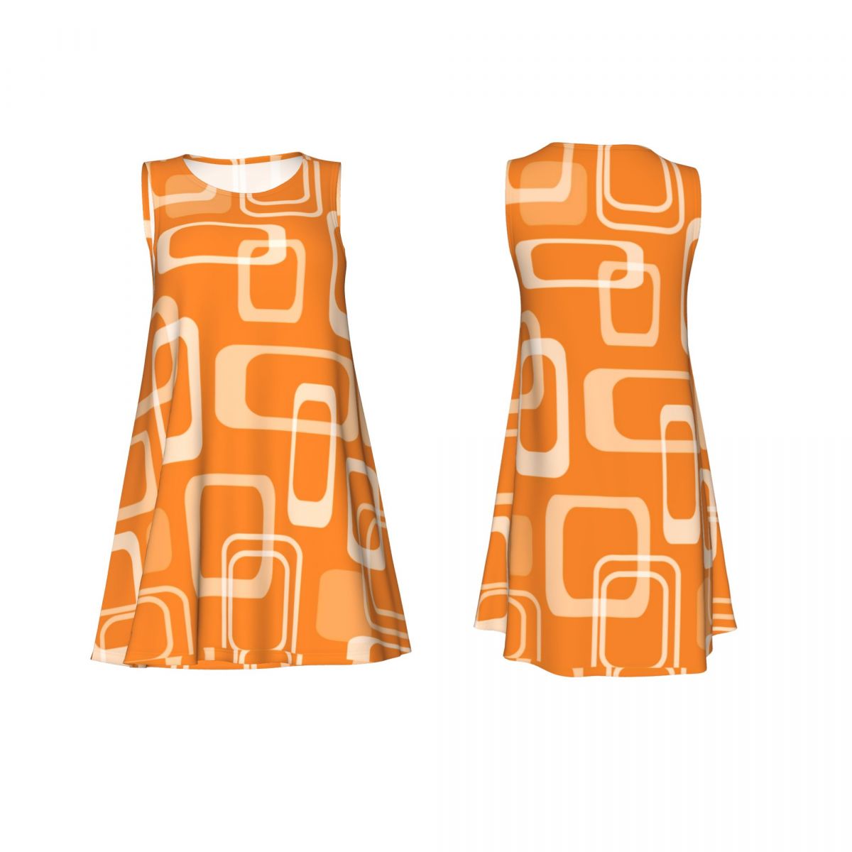 Orange Retro Mod Dress 60s Squ - Women'S Fashion Of The 60S 评论和价格