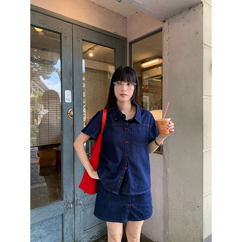 Benuynffy Retro Short Sleeved  - Women Fashion Jeans Top 评论和价格