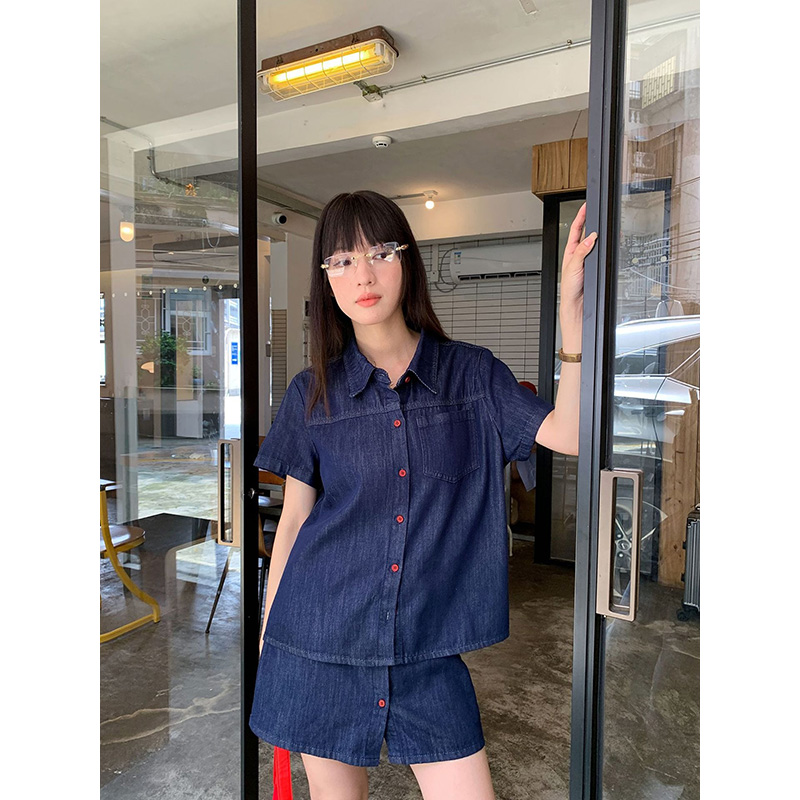 Benuynffy Retro Short Sleeved  - Women Fashion Jeans Top 评论和价格