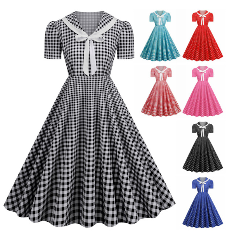 Polka Dot Printed Vintage Larg - Women'S Fashion Of The 60S 评论和价格