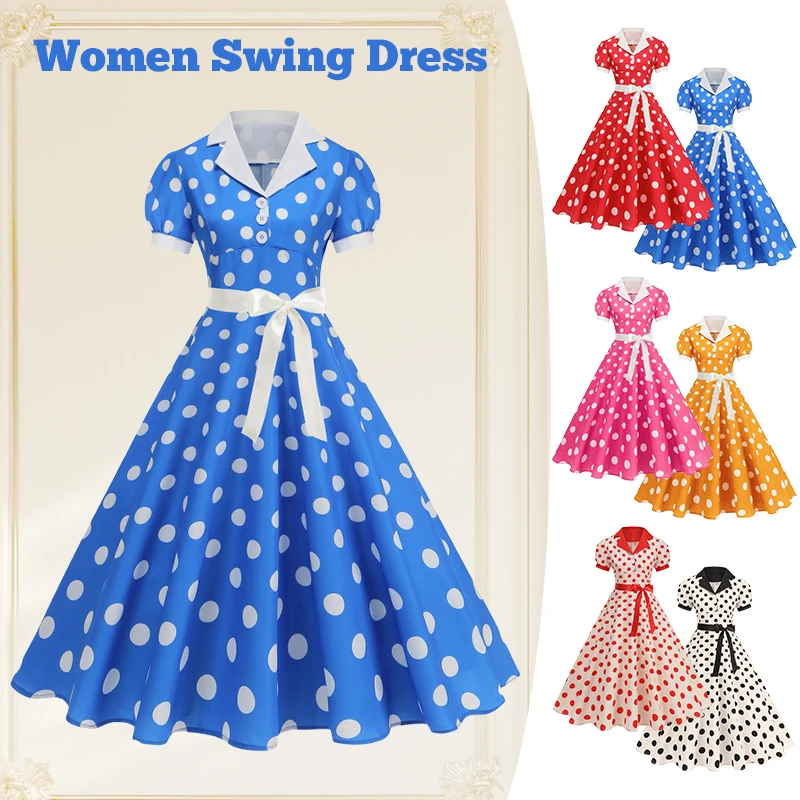 Vintage Polka Dot Summer Dress - Women'S Fashion Of The 60S 评论和价格