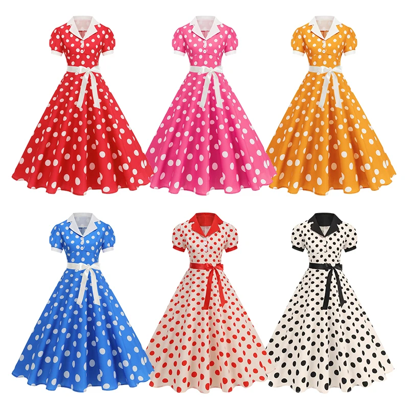 Vintage Polka Dot Summer Dress - Women'S Fashion Of The 60S 评论和价格