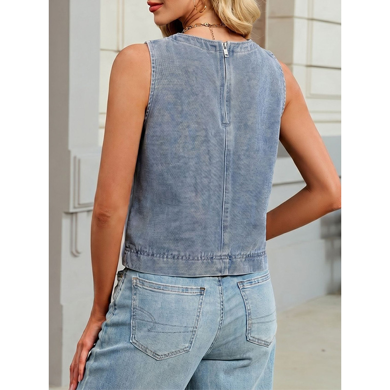 Benuynffy Casual Round Neck De - Women Fashion Jeans Top 评论和价格