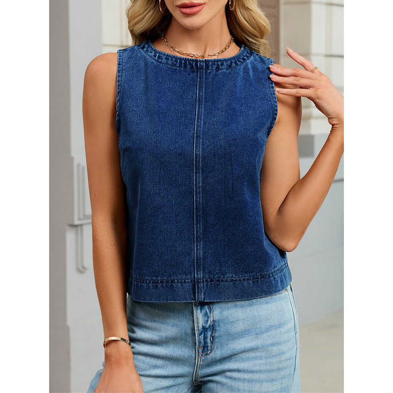 Benuynffy Casual Round Neck De - Women Fashion Jeans Top 评论和价格