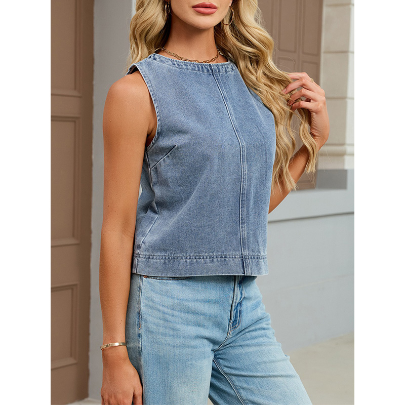 Benuynffy Casual Round Neck De - Women Fashion Jeans Top 评论和价格