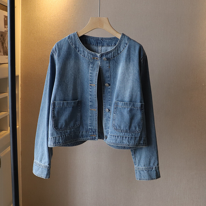 Fashion O-neck Denim Jacket Wo - Women Fashion Jeans Top 评论和价格