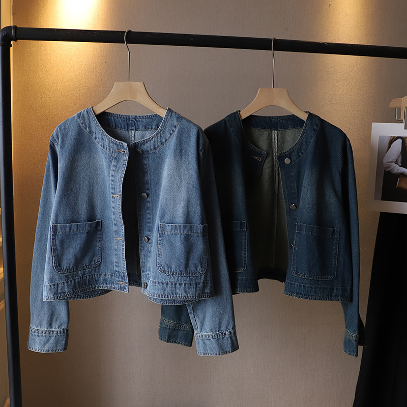 Fashion O-neck Denim Jacket Wo - Women Fashion Jeans Top 评论和价格