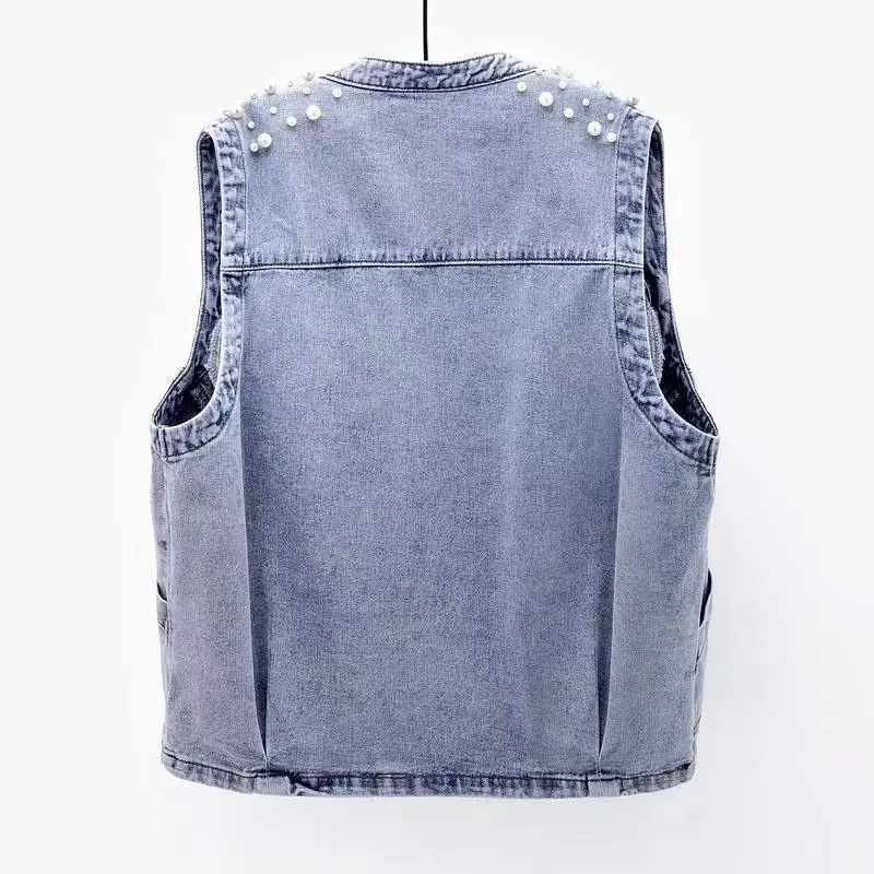 2023 New Summer Women's Beaded - Women Fashion Jeans Top 评论和价格