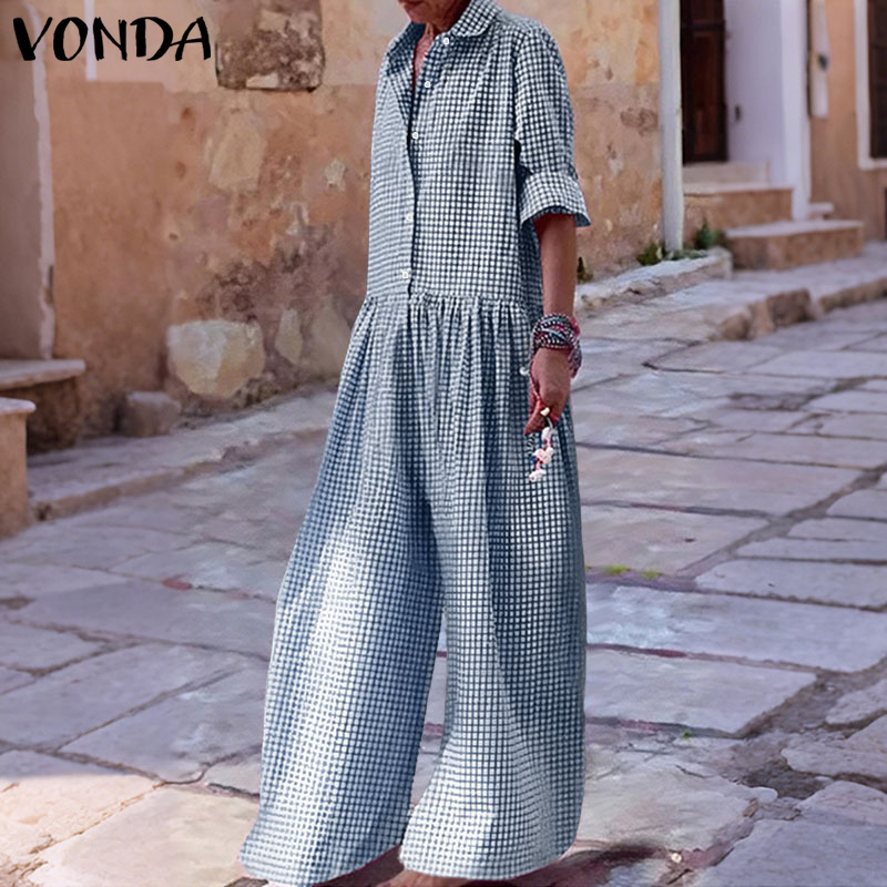 Plus Size 5XL VONDA Vintage Ju - Women'S Fashion Overalls 评论和价格