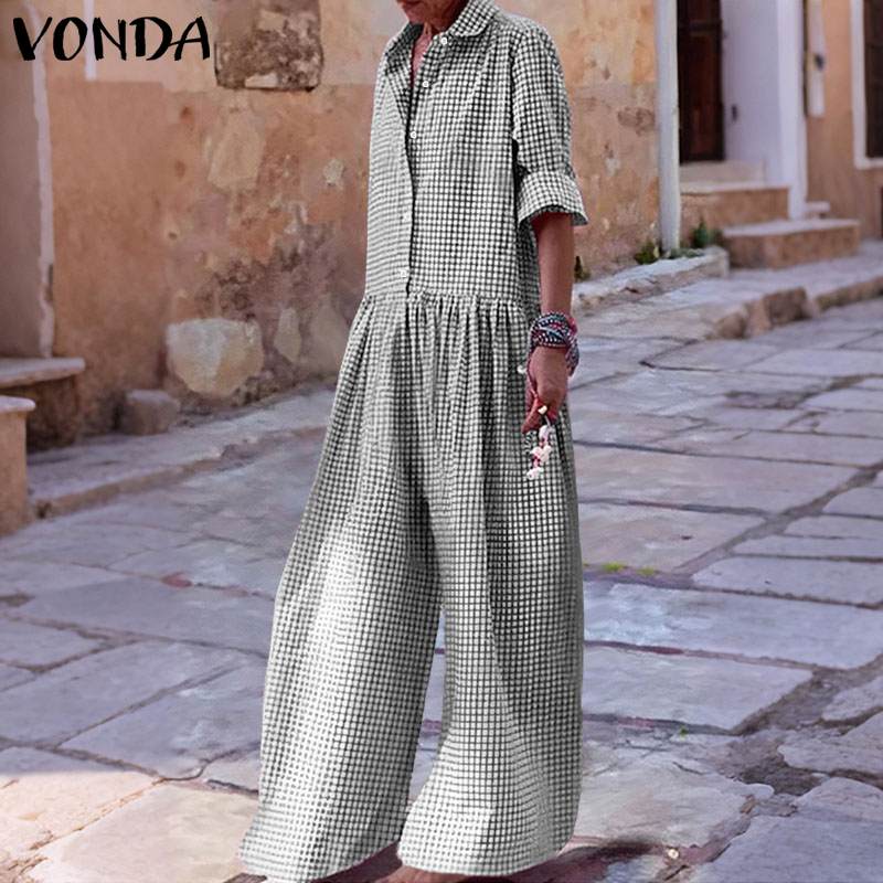 Plus Size 5XL VONDA Vintage Ju - Women'S Fashion Overalls 评论和价格