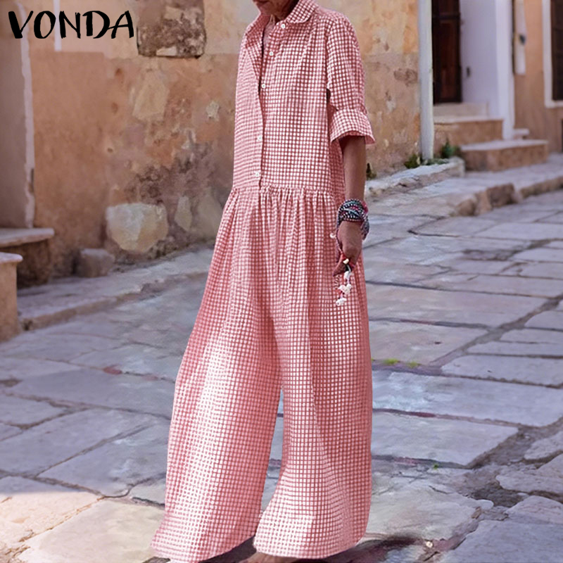 Plus Size 5XL VONDA Vintage Ju - Women'S Fashion Overalls 评论和价格