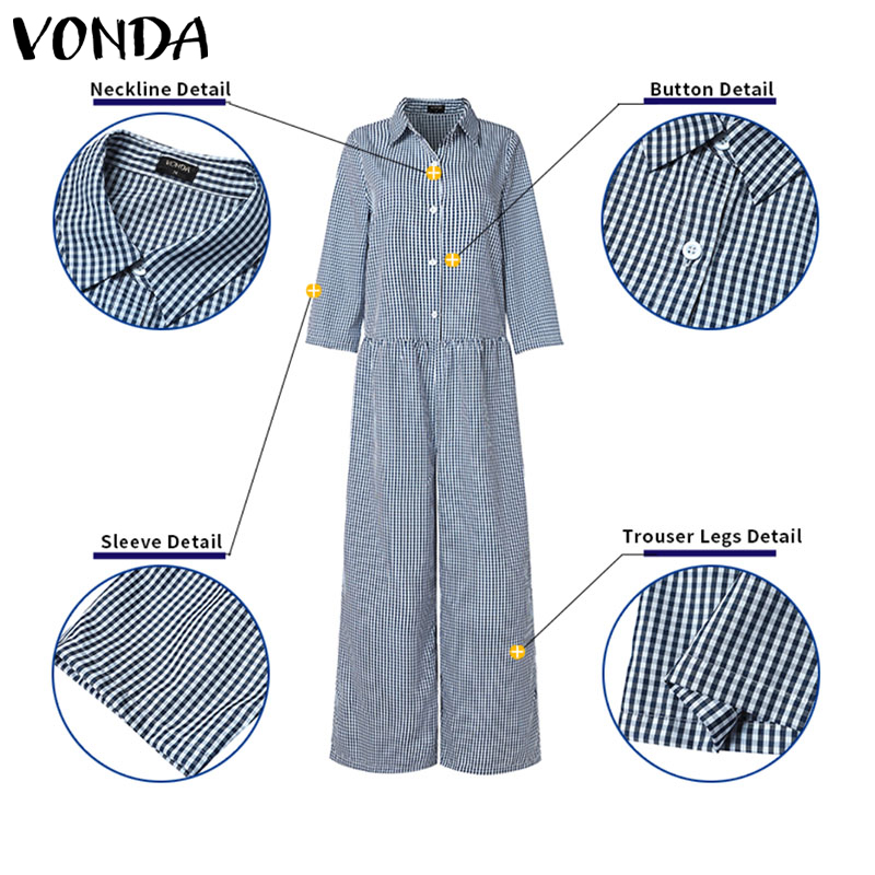 Plus Size 5XL VONDA Vintage Ju - Women'S Fashion Overalls 评论和价格