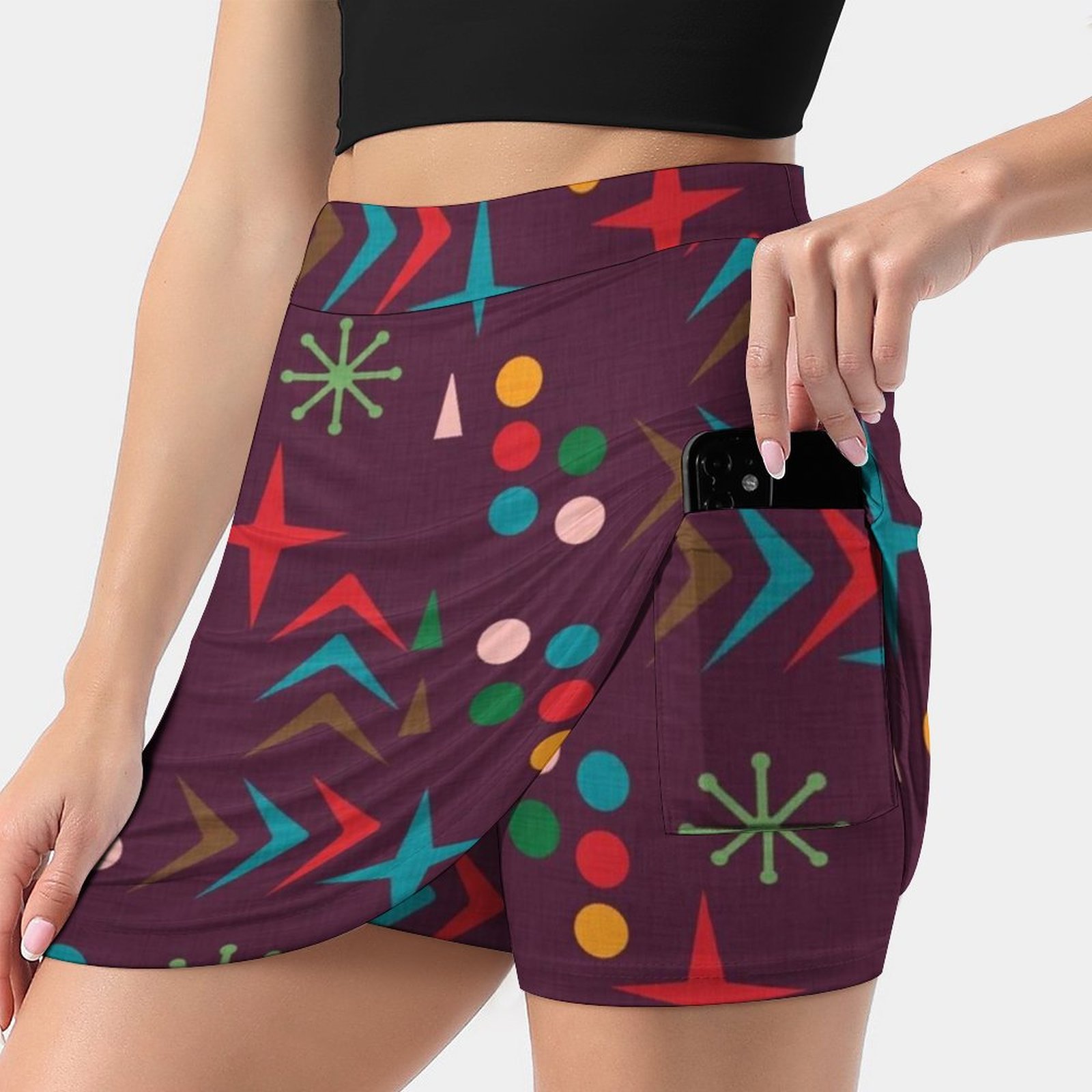 Atomic Pattern Purple Mid Cent - Women'S Fashion Of The 60S 评论和价格