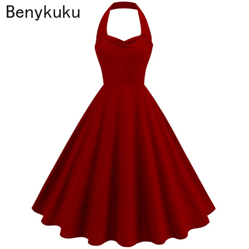 Solid Backless Pin Up 50s 60s  - Women'S Fashion Of The 60S 评论和价格