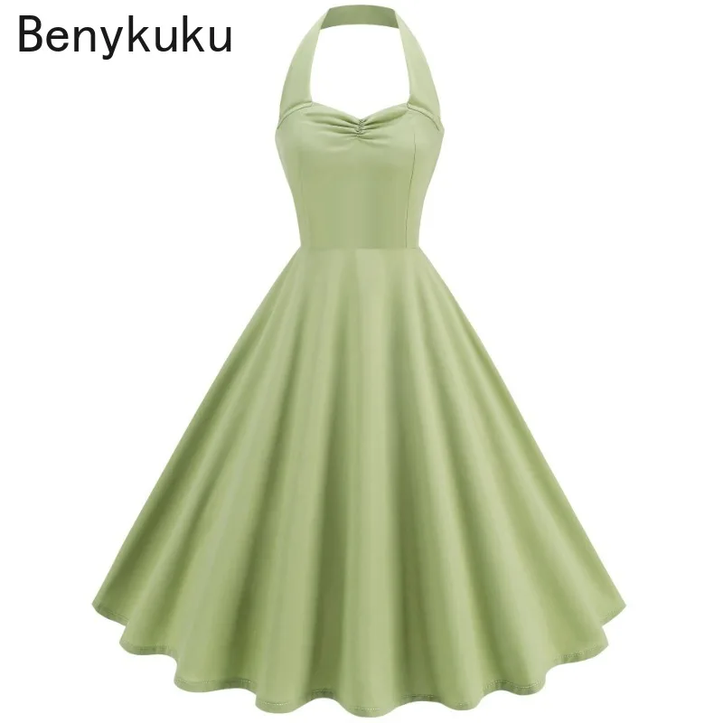 Solid Backless Pin Up 50s 60s  - Women'S Fashion Of The 60S 评论和价格