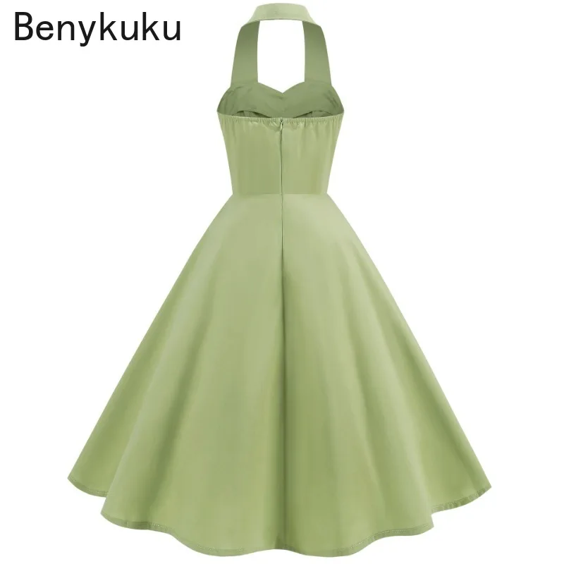 Solid Backless Pin Up 50s 60s  - Women'S Fashion Of The 60S 评论和价格