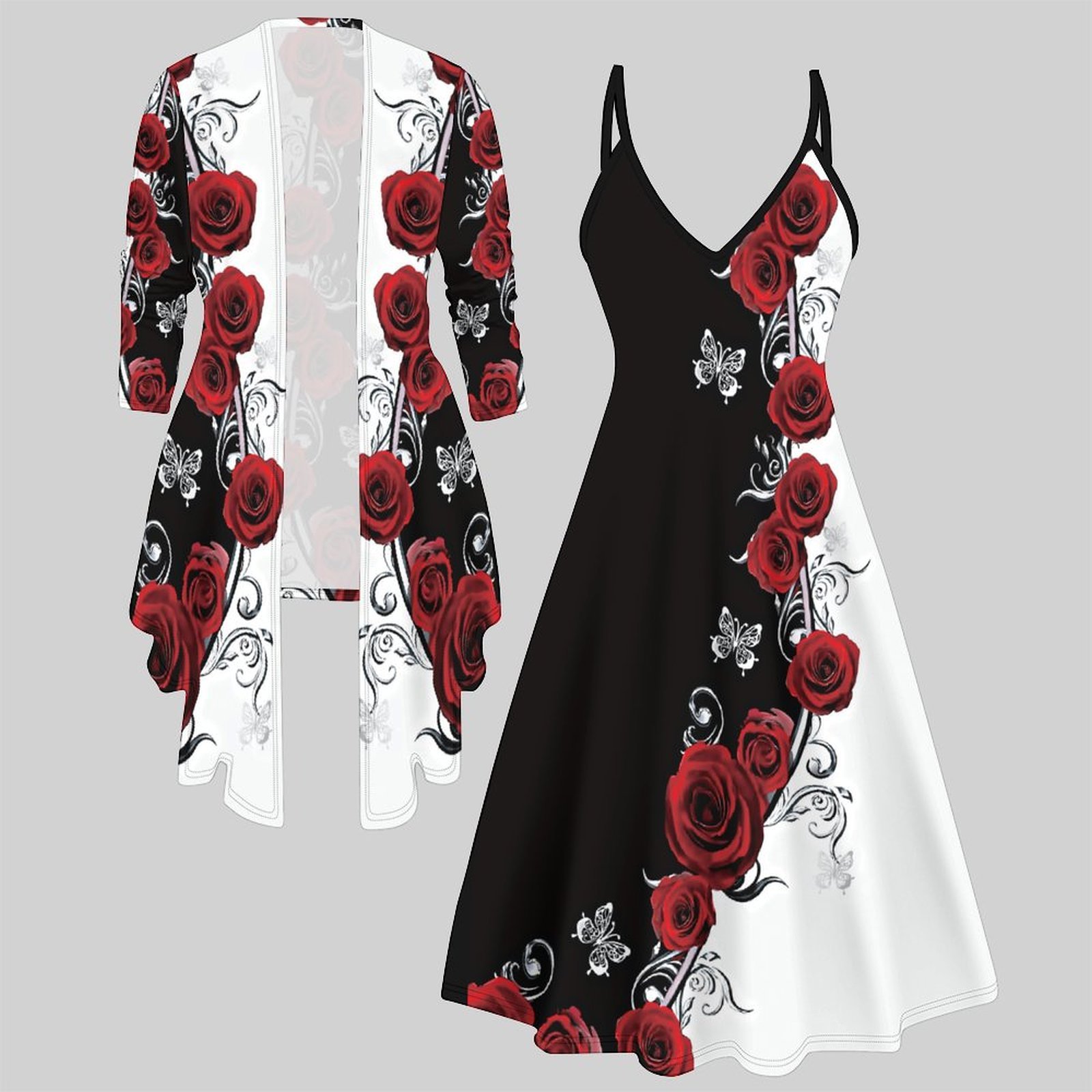 Print Two Piece Set Women Midi - Women'S Fashion Essentials 评论和价格