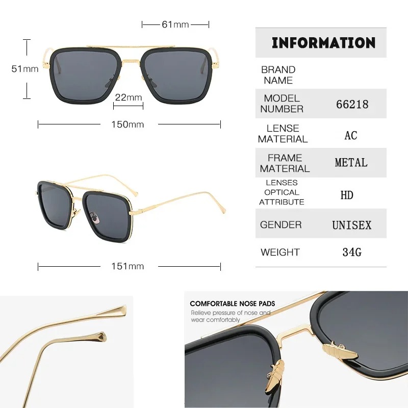 Steam Punk Tony Stark Sunglass - Women Fashion Glasses 评论和价格